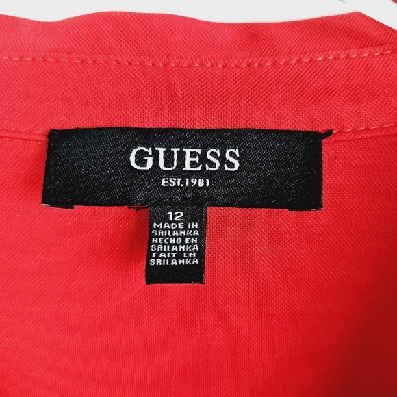 Guess Button Up T-Shirt Sleeveless Dress NWT Dark Coral - Picture 4 of 10